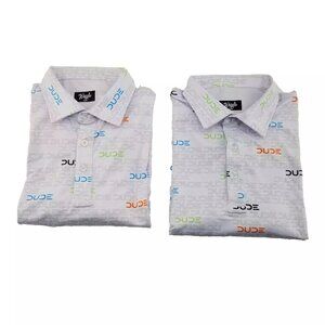 Lot Of 2 Waggle Mens Golf Polo Shirt  Dude Wipes All Over Print Size XL